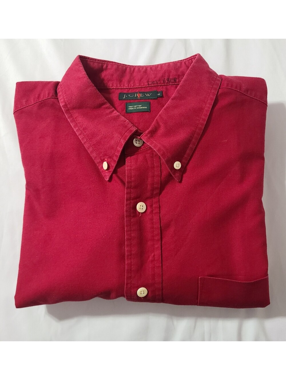 Vtg 1990s J Crew Oarsman LS Button Down Shirt Mens Sz XL Red Collegiate Heritage